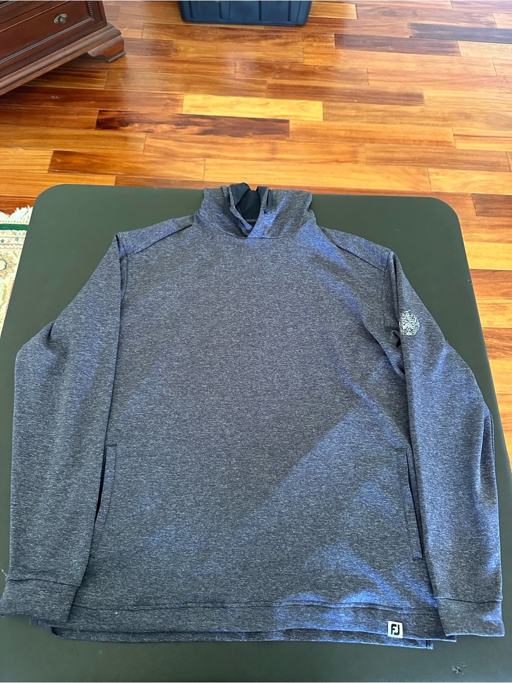 Footjoy Men's Navy Blue Performance Pullover Hoodie Trump logo - Large